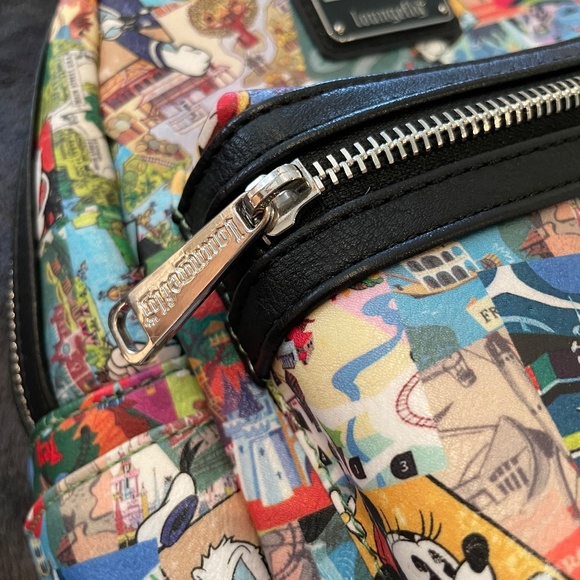 Loungefly Disney Parks Collage Mini Backpack Bag Mickey, Minnie, Goofy, Donald main image 4